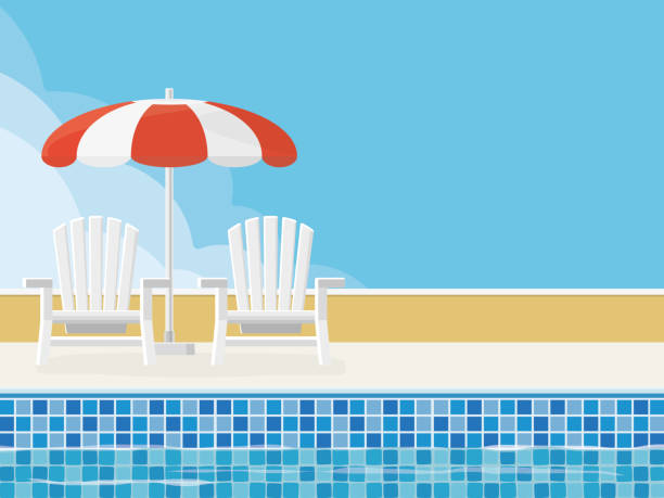 летний фон сцены бассейна - poolside stock illustrations