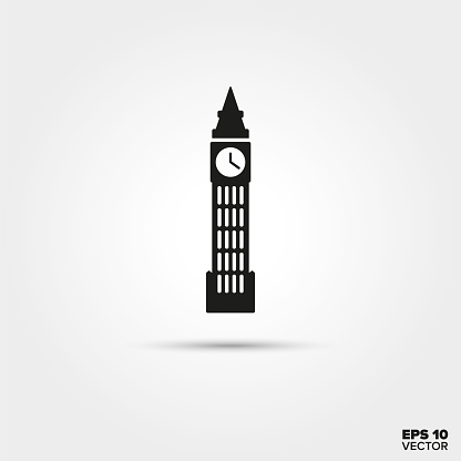 Big Ben, The Elizabeth Tower at London, England. EPS 10 Vector icon.