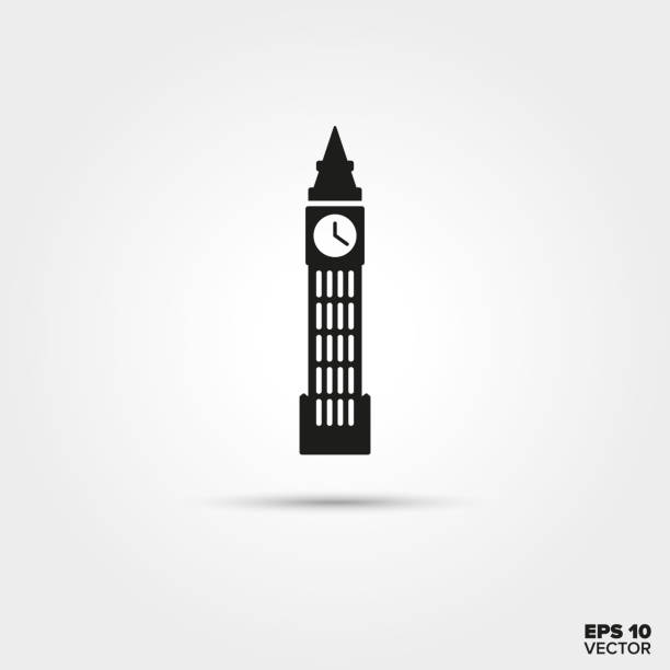 Big Ben Icon Big Ben, The Elizabeth Tower at London, England. EPS 10 Vector icon. clock tower stock illustrations