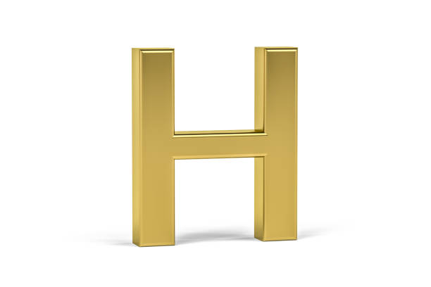 złota litera h - letter h alphabet metal three dimensional shape zdjęcia i obrazy z banku zdjęć