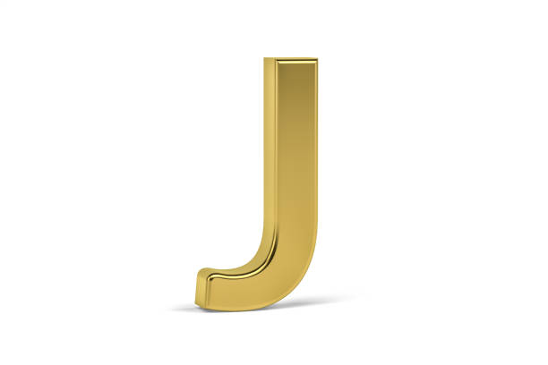ゴールデンレターj - letter j alphabet metal three dimensional shape ストックフォトと画像