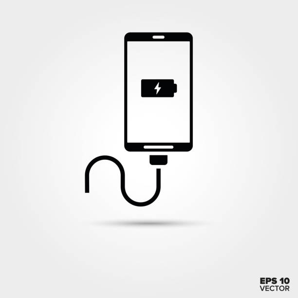 Charging smart phone icon. Charging smart phone glyph icon. EPS 10 Vector. phone charger cable stock illustrations