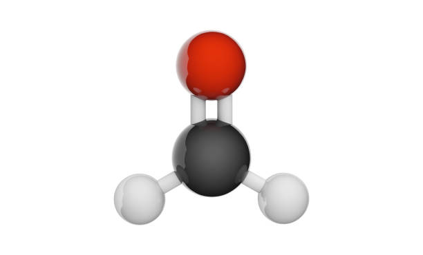istock Formaldehyde is a naturally occurring organic compound with the formula H2CO or CH2O. Chemical structure model: Ball and Stick. 3D illustration. Isolated on white background. 1296121579