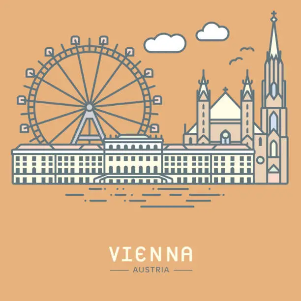 Vector illustration of Vienna city landmarks vector illustration