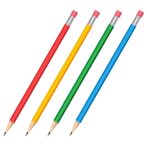 istock Set of colorful pencils isolated on white, 3d vector illustration 1296122596