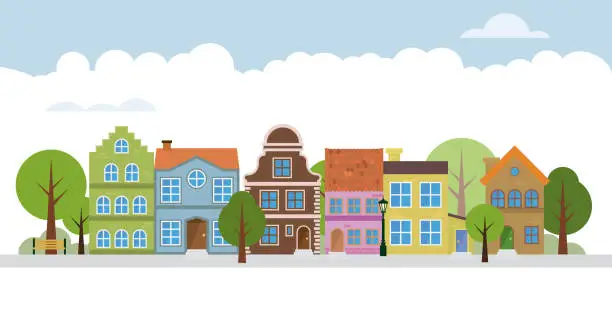 Vector illustration of Cute village neigborhood