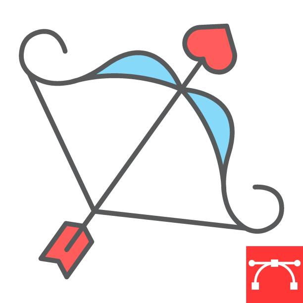 istock Cupid bow color line icon, valentines day and love, arrow with heart sign vector graphics, editable stroke filled outline icon, eps 10. 1296122913