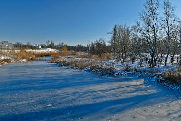 istock Beautiful winter river landscapes. 1296124578