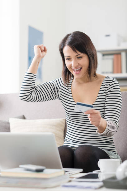 istock Woman shopping online 1296124829