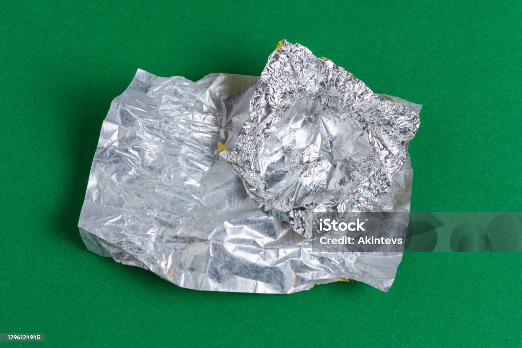 Silver Wrapper Open Unfolded Crumpled Silver Candy Wrapper Stock Photo - Download Image Now ...