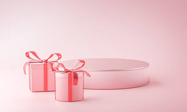 istock Valentine Background Stage Mockup Pink Gift Box 3D Rendering 1296125080