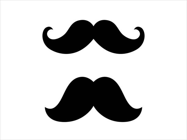 ilustraciones, imágenes clip art, dibujos animados e iconos de stock de icono hipster bigote. silueta de símbolo de barbero - mustache