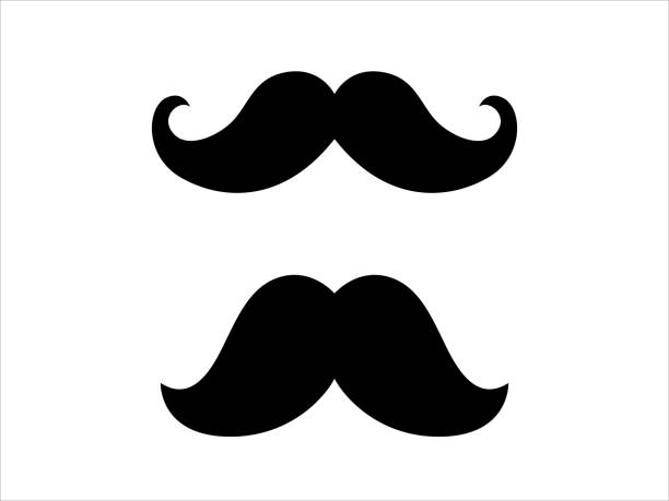 illustrations, cliparts, dessins animés et icônes de icône de moustache de hipster. silhouette de symbole de barbier - mustache