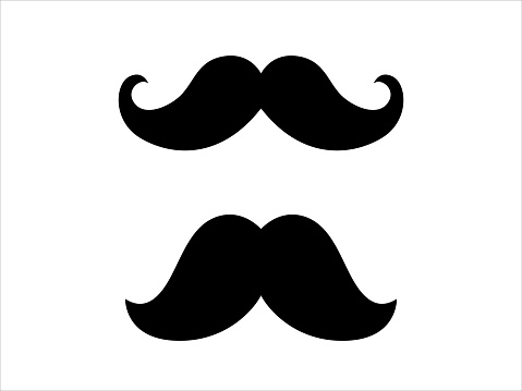 Hipster Mustache icon. Barber symbol silhouette isolated on white background. 
Vector illustration for Website page and mobile app design.