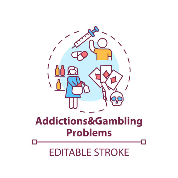 ilustrações, clipart, desenhos animados e ícones de vícios e problemas de jogo ícone conceitual - compulsive gambling