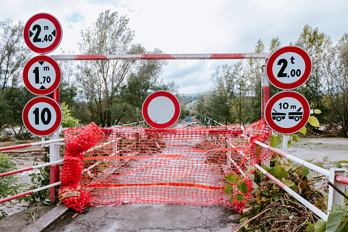 Buckinghamshire, UK - July 29, 2022. Road closed sign. Roadworks on a rural country road