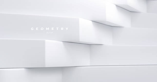 białe tło architektoniczne. minimalistyczna geometryczna dekoracja. - architecture backgrounds stock illustrations