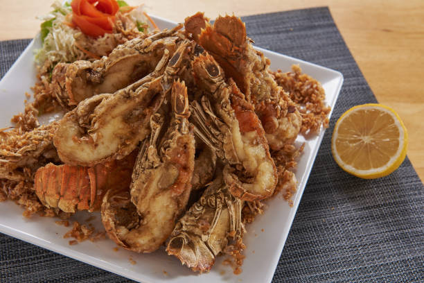 istock Fried Shrimp with Garlic Pepper, a delicious Thai dish 1296135914