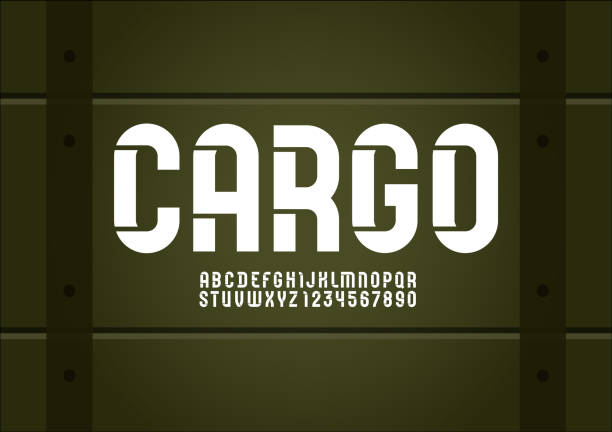 Stencil white font, condensed military alphabet, modern letters and numbers, vector illustration 10EPS Stencil white font, condensed military alphabet, modern letters and numbers, vector illustration 10EPS masculinity stock illustrations