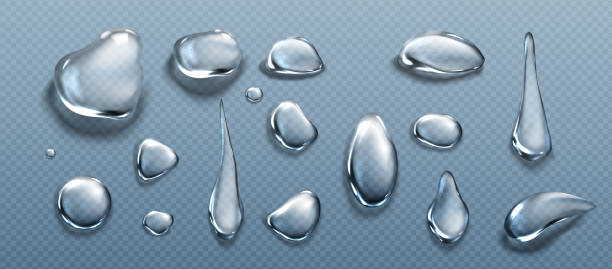 ilustraciones, imágenes clip art, dibujos animados e iconos de stock de gotas de agua, claros rocíos de diferentes formas - puddle condensation water drop