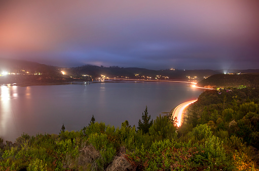 Long exposure image of the Knysna lagoon in the Garden Route, South Africa.