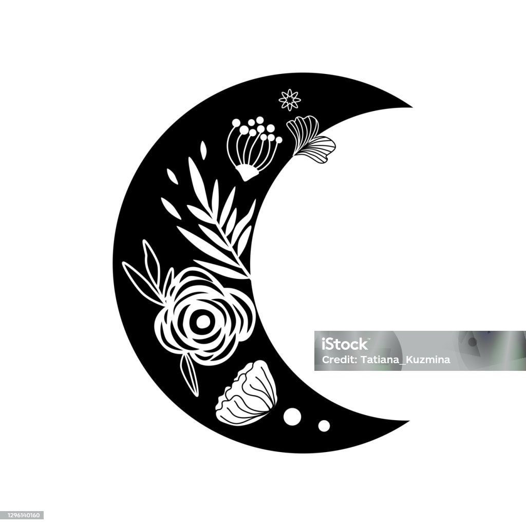 Logo Mặt Trăng Hoa Hình Xăm Mặt Trăng Đen Đẹp Vector Bị Cô Lập Của ...
