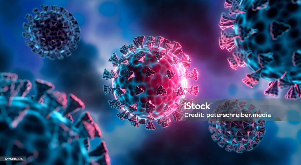 Corona Virus Mutation Corona Virus Mutation - medical 3D illustration with dark blue cell background Coronavirus Stock Photo