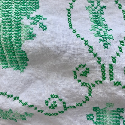 Close up of antique tablecloth