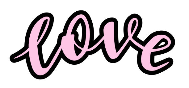 istock Love word pink color hand lettering. St.Valentines Day vector for cards, banners, wrapping paper, posters, scrapbooking, pillow, cups and fabric design. 1296141410