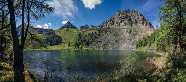 istock Wild mountain lake, summer day 1296142146