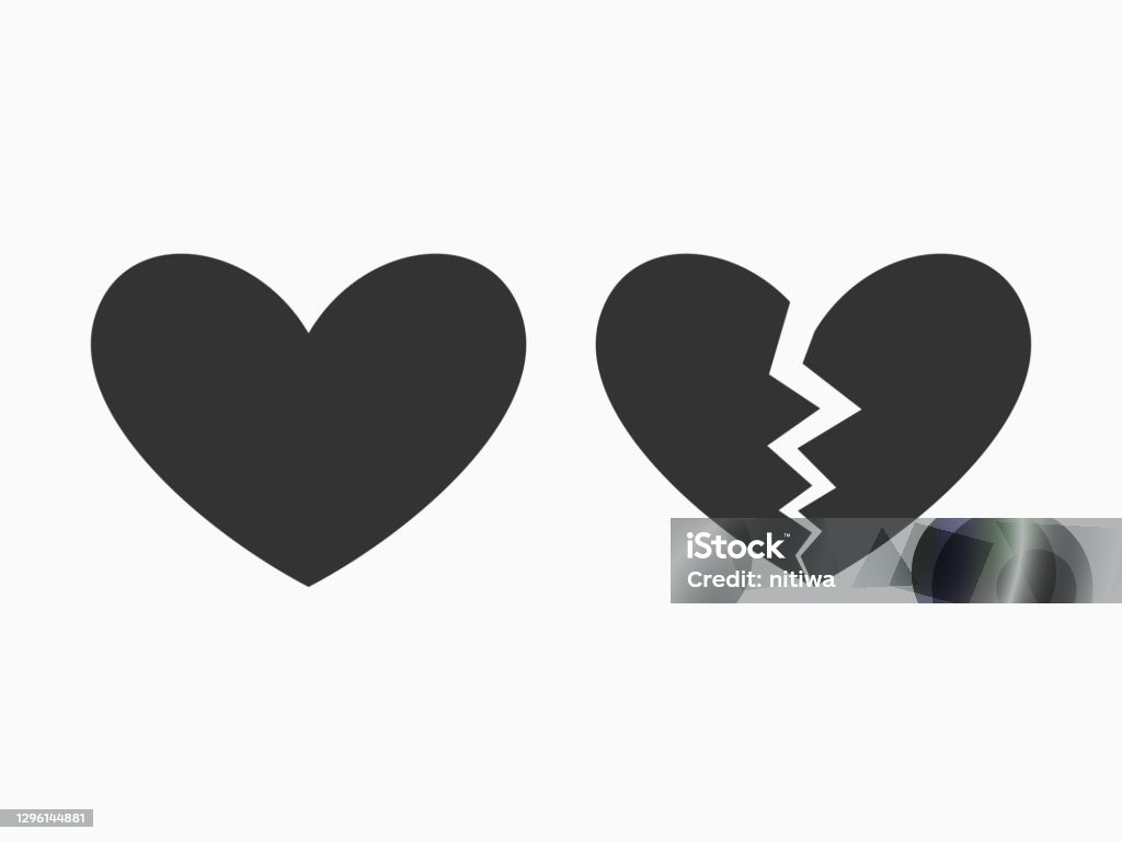 Simple Isolated Black Heart And Broken Shape On White Symbol Of Love For  Romantic Opportunity Element Like Card Background Wallpaper Texture Banner  Label Logo Icon Sign Etc Vector Design Stock Illustration -