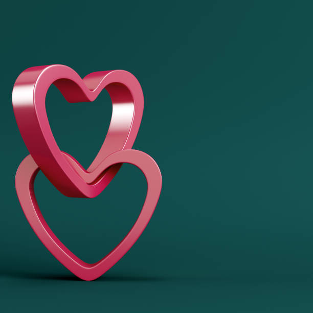 istock Red abstract heart shape on pedestal with circle frame on dark green background. Minimalism concept 1296145050