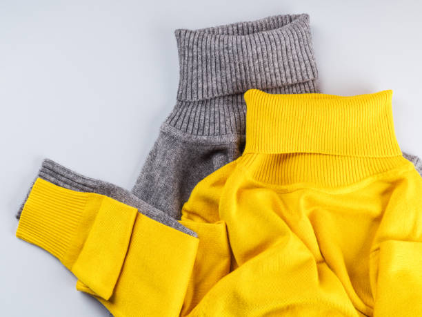 istock Fashion flat lay gray yellow turtle neck match 1296145683