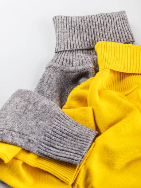 istock Fashion flat lay gray yellow turtle neck match 1296145686