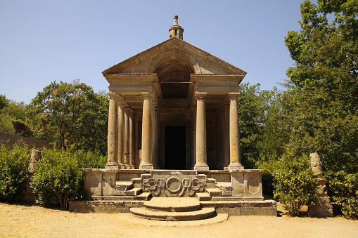 Front view of the temple of Bomarzo (XVI A.D.) in Lazio.