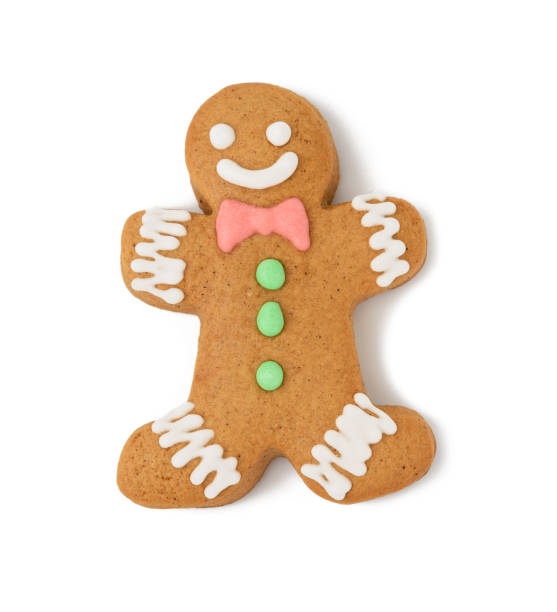 istock baked gingerbread man shaped with smile isolated on white background 1296146864