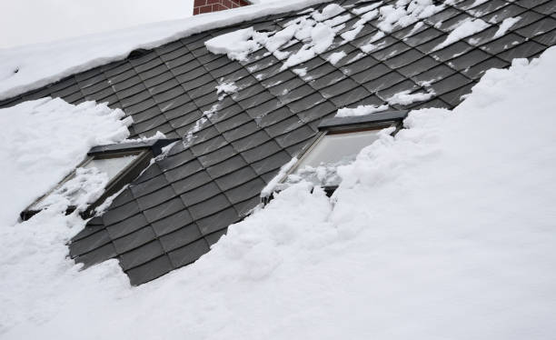 istock gray roof tiles with windows square slate template. laid obliquely. square grid pattern. the lower edge of the roof is formed by a metal strip for framing and better tearing off a layer of snow. 1296147496
