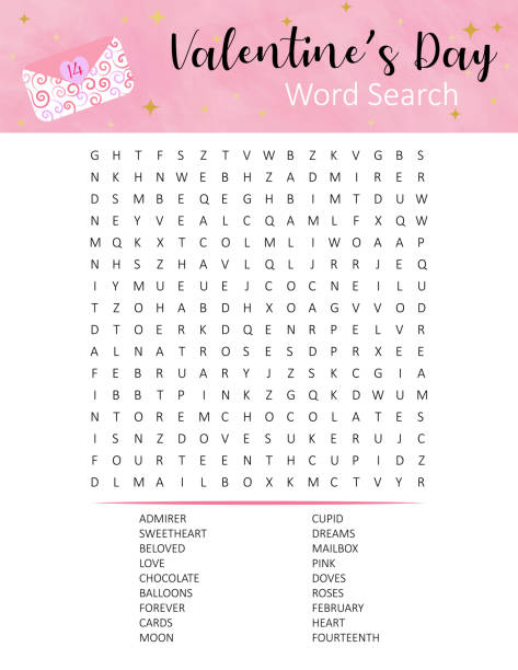 ilustrações de stock, clip art, desenhos animados e ícones de st. valentine's day word search puzzle. educational game for learning englis - englis