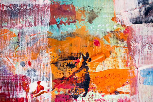 istock Painting Artistic bright color oil paint texture abstract artwork. Modern futuristic pattern for grunge wallpaper, interior, album, flyer cover, poster, booklet background. Creative graphic design 1296150864