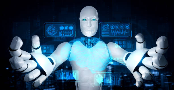 istock AI humanoid robot holding virtual hologram screen showing concept of big data 1296158127