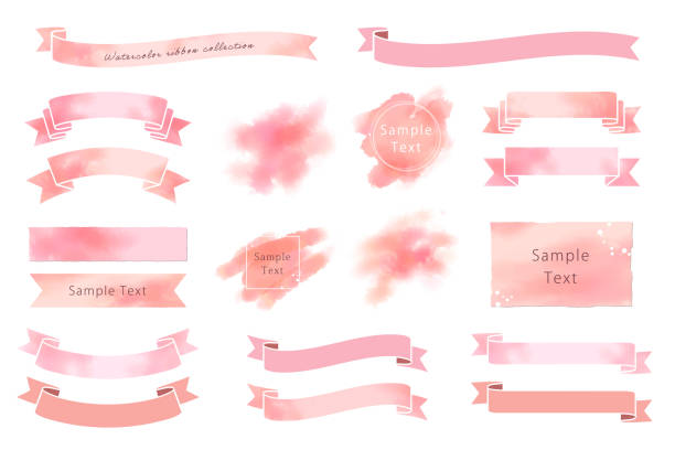 коллекция акварелоцветных рам и баннеров (розовый) - abstract illustration and painting backdrop blossom stock illustrations