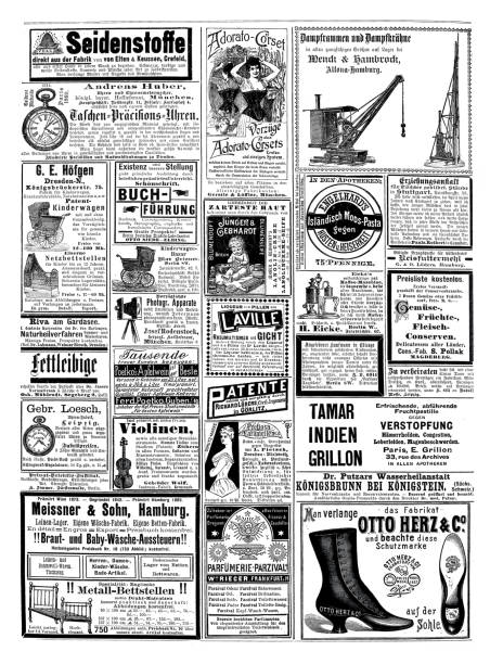 ilustrações de stock, clip art, desenhos animados e ícones de ads from 1892 in a german magazine - bustiers