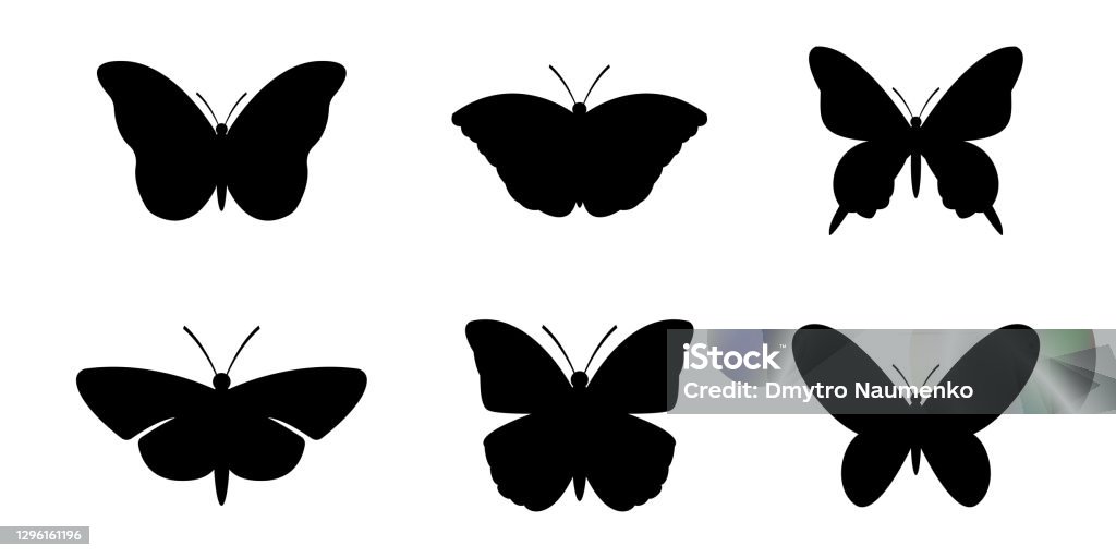 Set of silhouettes of butterflies, vector illustration Set of silhouettes of butterflies, vector illustration\ Butterfly - Insect stock vector
