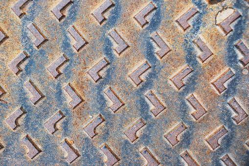 Texture of the metal manhole cover