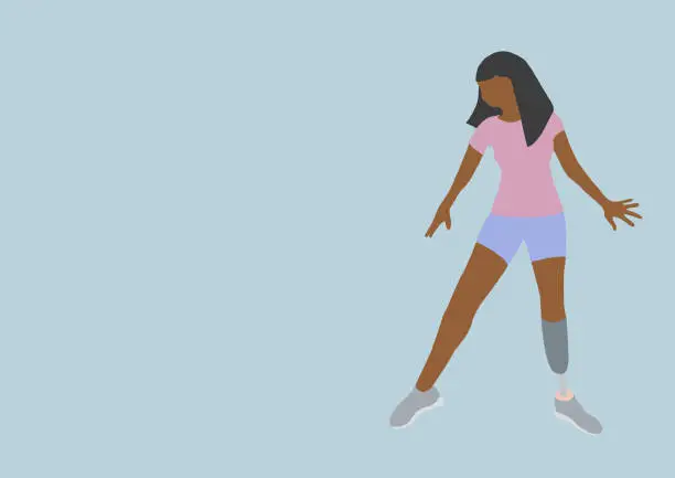 Vector illustration of Girl dancing with an orthopedic leg