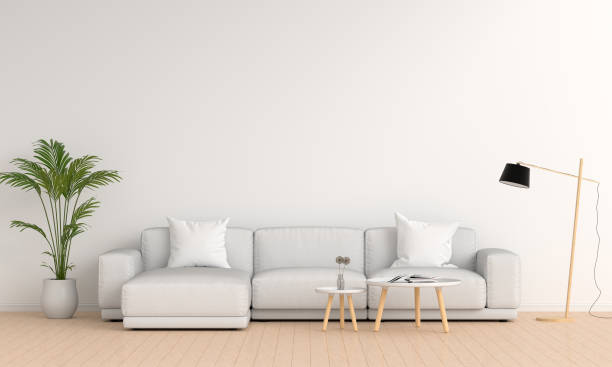 istock White sofa in living room for mockup, 3D rendering 1296168275