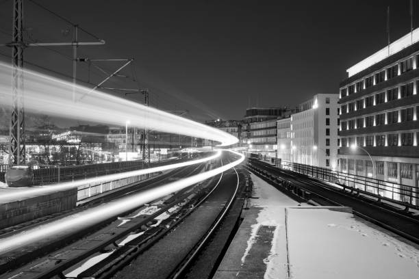 istock Alexanderplatz station with light trails at night in Berlin 1296170536