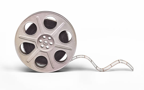 Cinema Film Reel: Close Up Picture of a Metallic Film Reel Stock