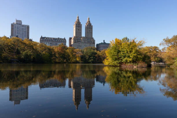 istock The Lake at Central Park during Autumn with the Upper West Side Skyline Reflection and Colorful Trees in New York City 1296171111