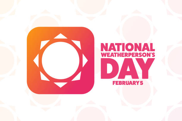 ilustrações de stock, clip art, desenhos animados e ícones de national weatherpersonâs day. february 5. holiday concept. template for background, banner, card, poster with text inscription. vector eps10 illustration. - weather meteorologist meteorology symbol